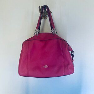 Coach Fuchsia Pink Pebbled Leather Lenox Tote Bag With Detachable Strap